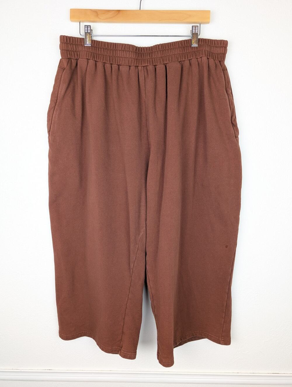 Shiny by Nature Pants Wide Leg Sweats Cropped Ankle Lounge Boho Brown Size 2XL